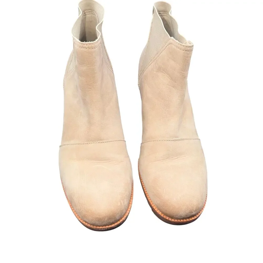 Sorel Cate Chelsea Boots Women’s 10 Beige Leather Waterproof Block Heel